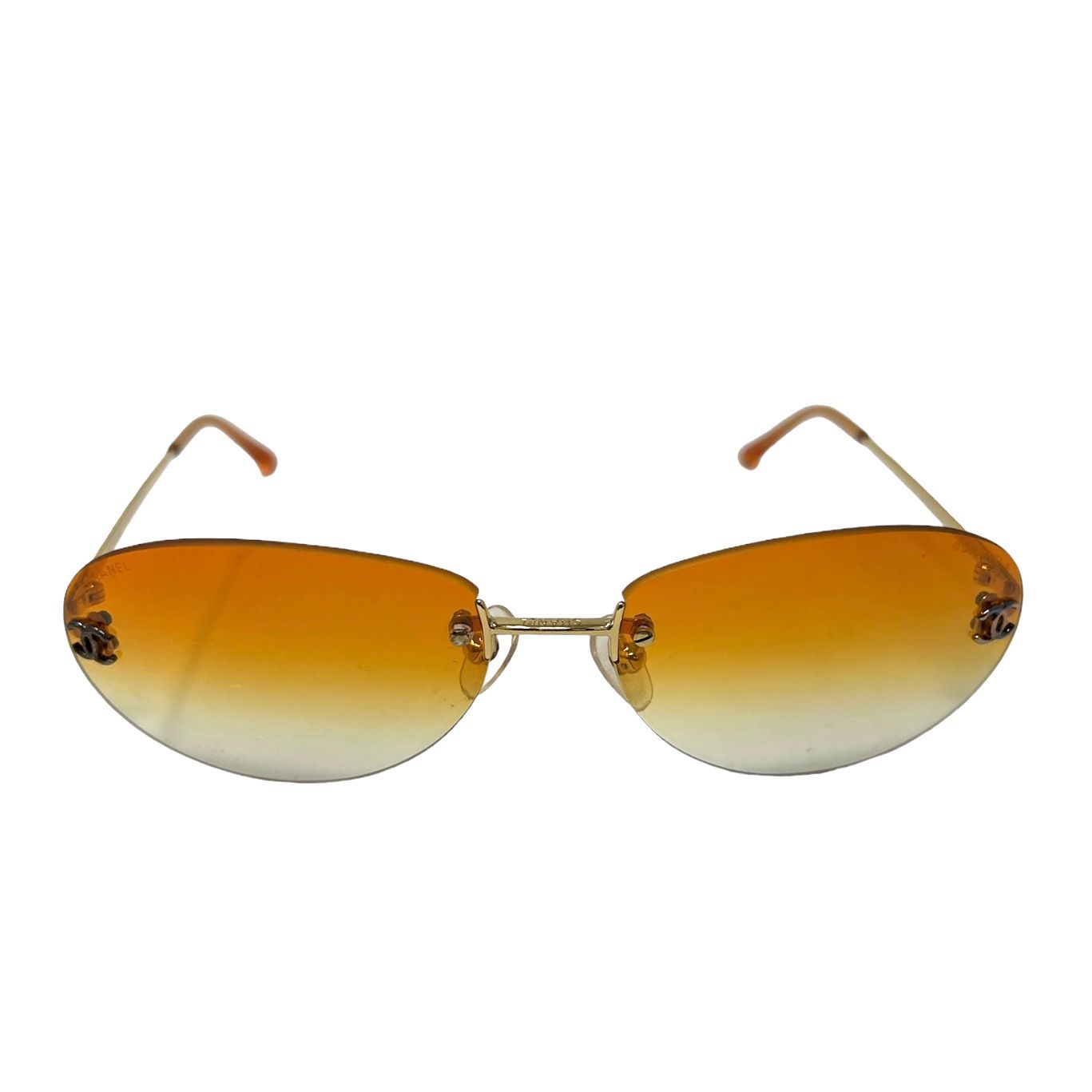 Chanel Orange Logo Rimless Micro Sunglasses