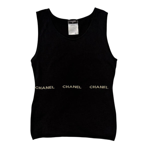 Chanel Black Logo Tank Top