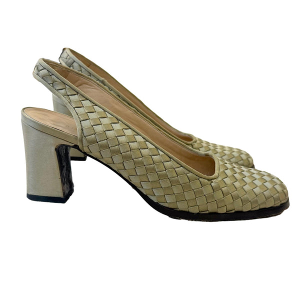 Bottega Veneta Light Olive Woven Mules