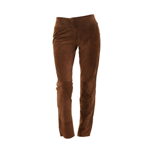 Fendi Brown Suede Leather Zipper Pants