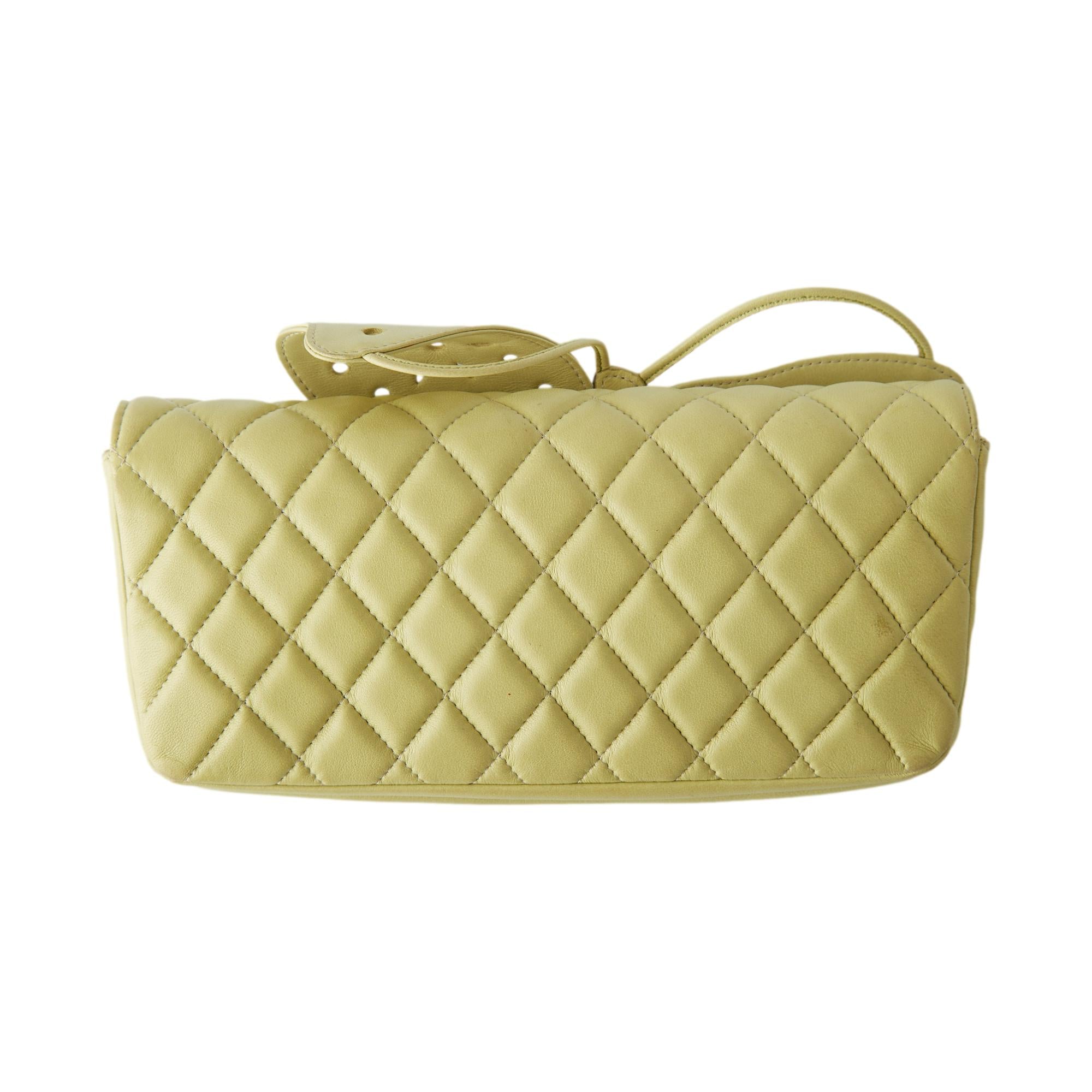 Chanel Lime Green Small Butterfly Chain Bag