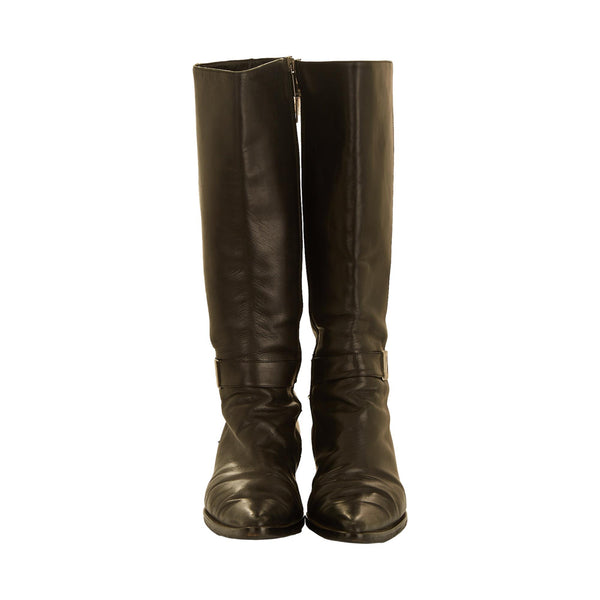 Dior Black Leather Logo Boots