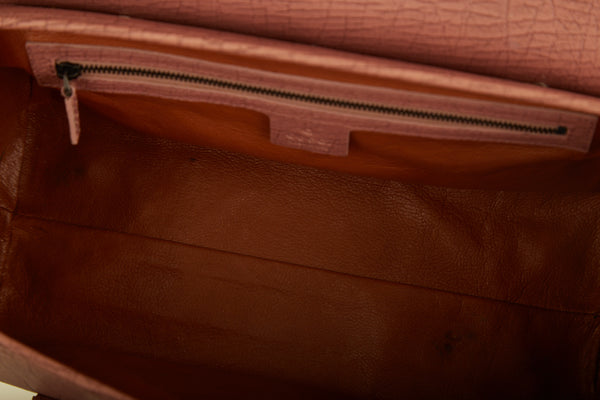Gucci Pink Textured Leather Bamboo Shoulder Bag