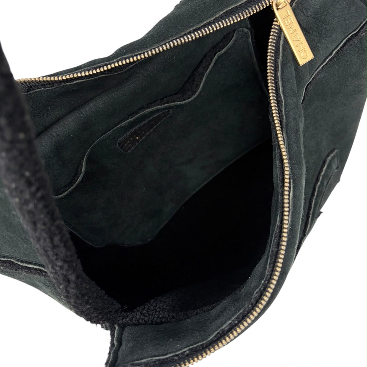 Chanel Black Shearling Shoulder Bag