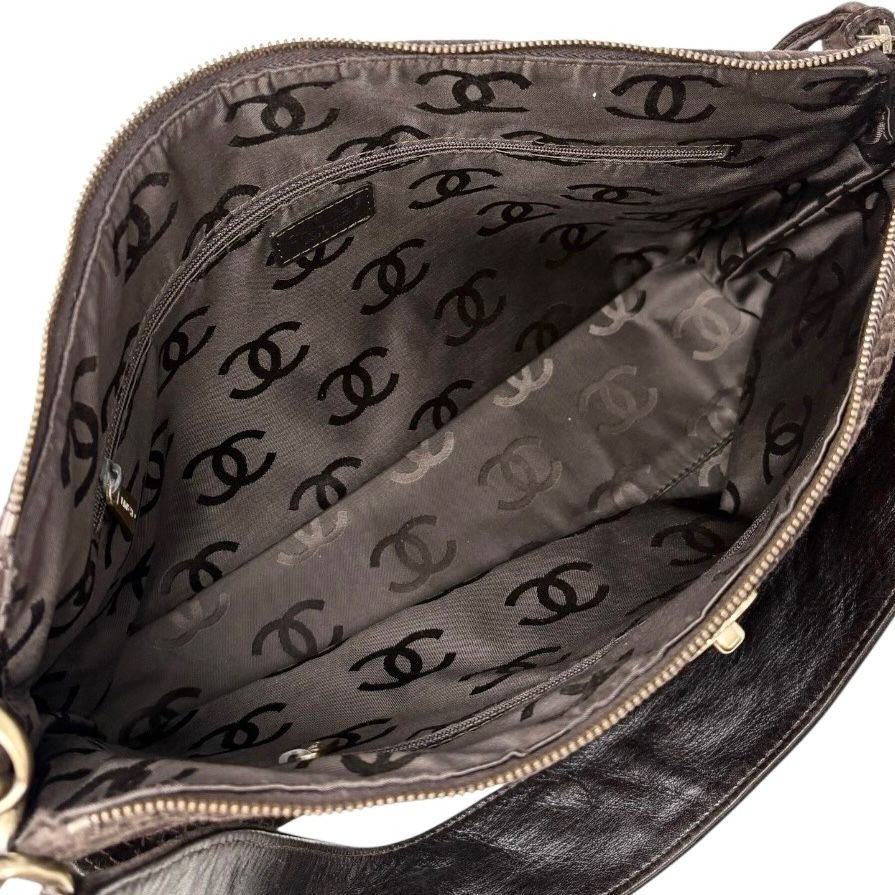 Chanel Brown Suede Quilted Shoulder Bag