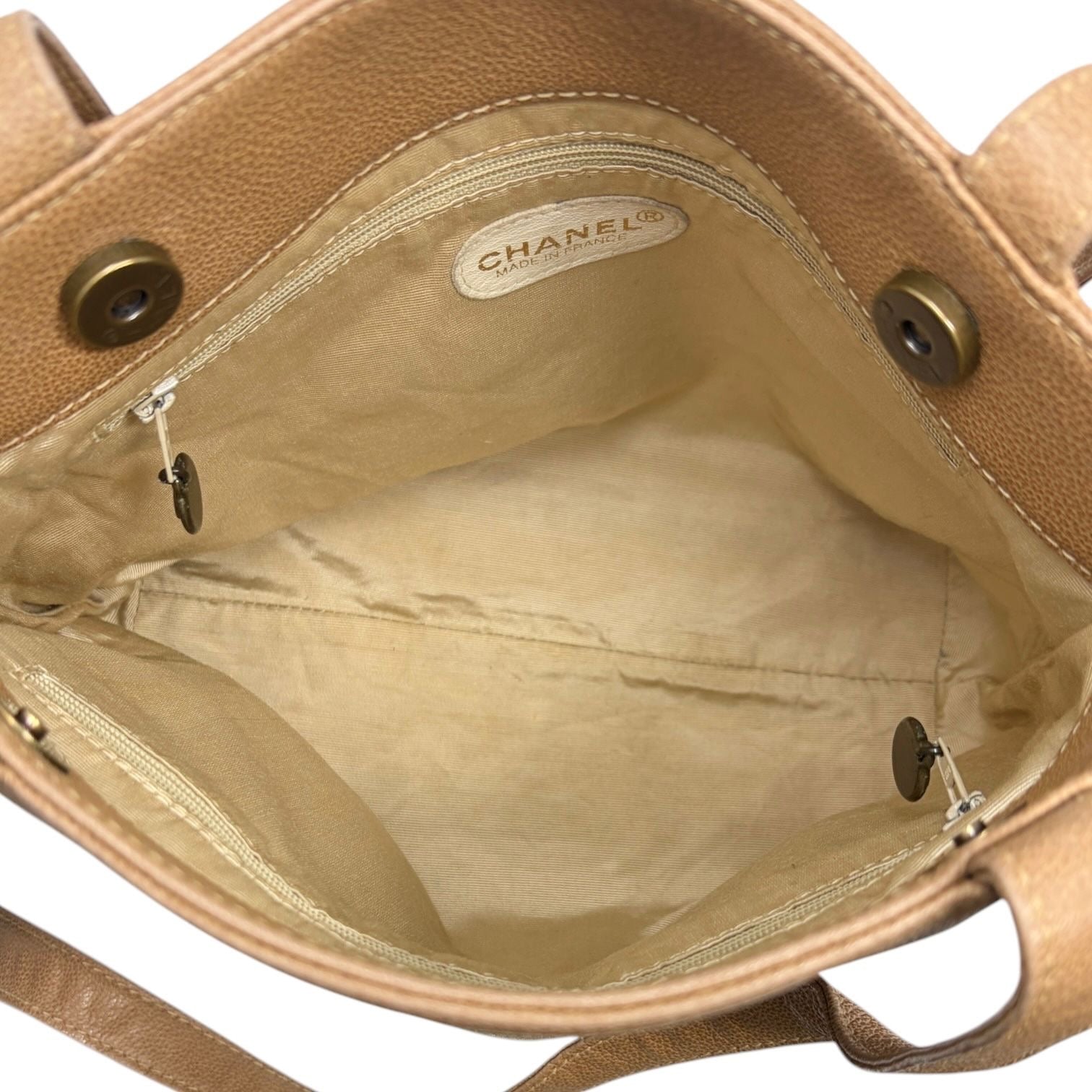 Chanel Beige Caviar Shoulder Tote
