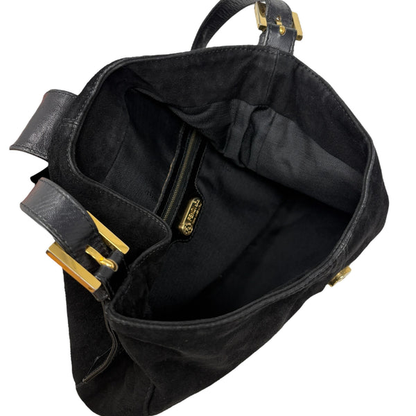 Fendi Black Suede Slouchy Shoulder Bag