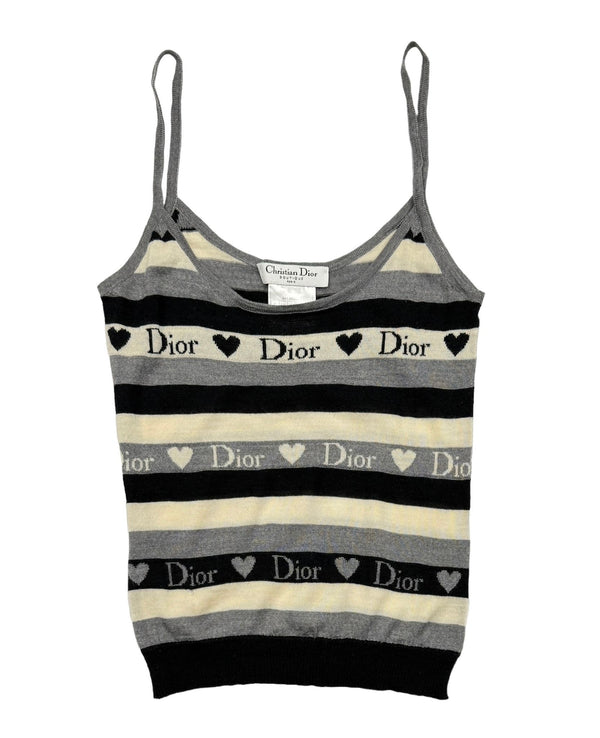 Dior Grey Stripe Heart Tank
