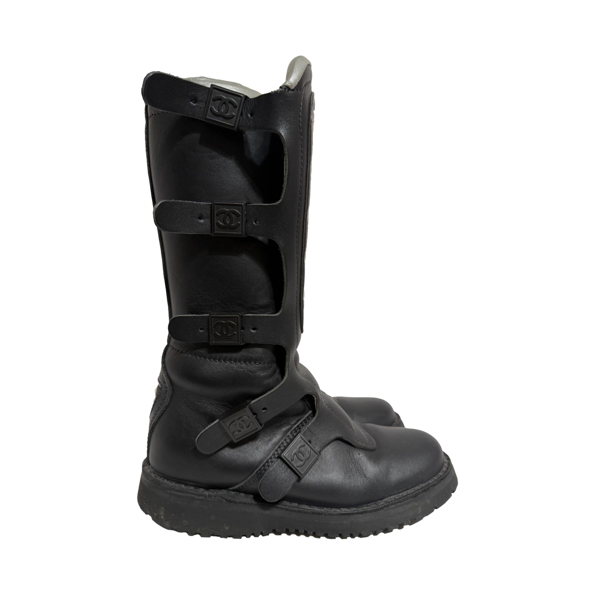 趣味・スポーツ・実用 Chanel super collction 2003 Chanel Black 2003 Motorcycle Boots – Treasures of NYC