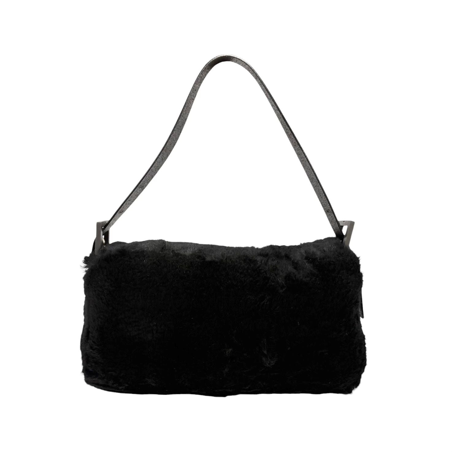 Fendi Black Fur Baguette Bag