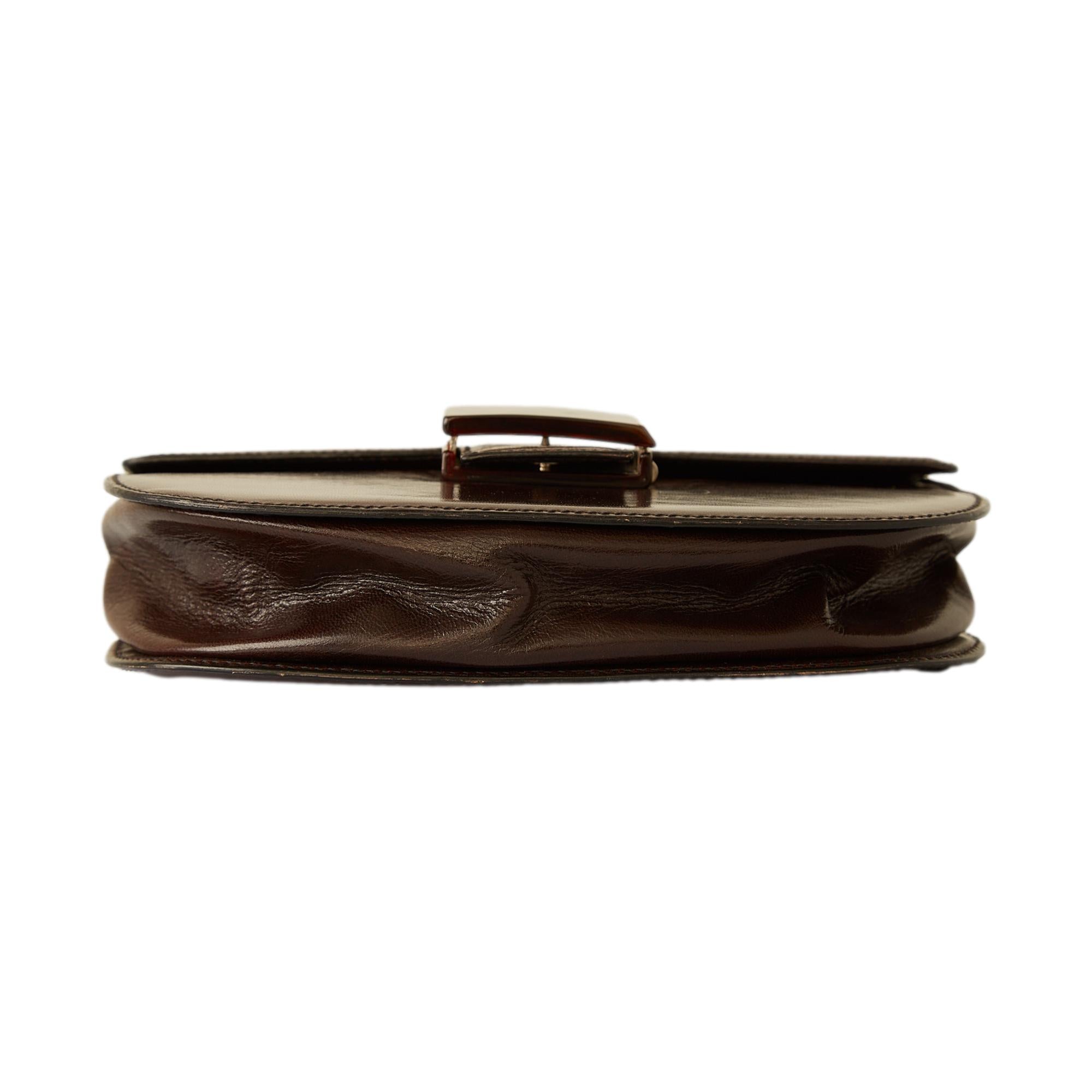 Prada Brown Tortoise Latch Top Handle Bag