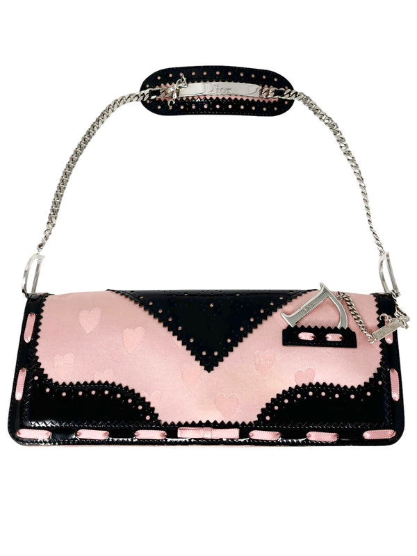 Dior Pink + Black Satin Heart Bag