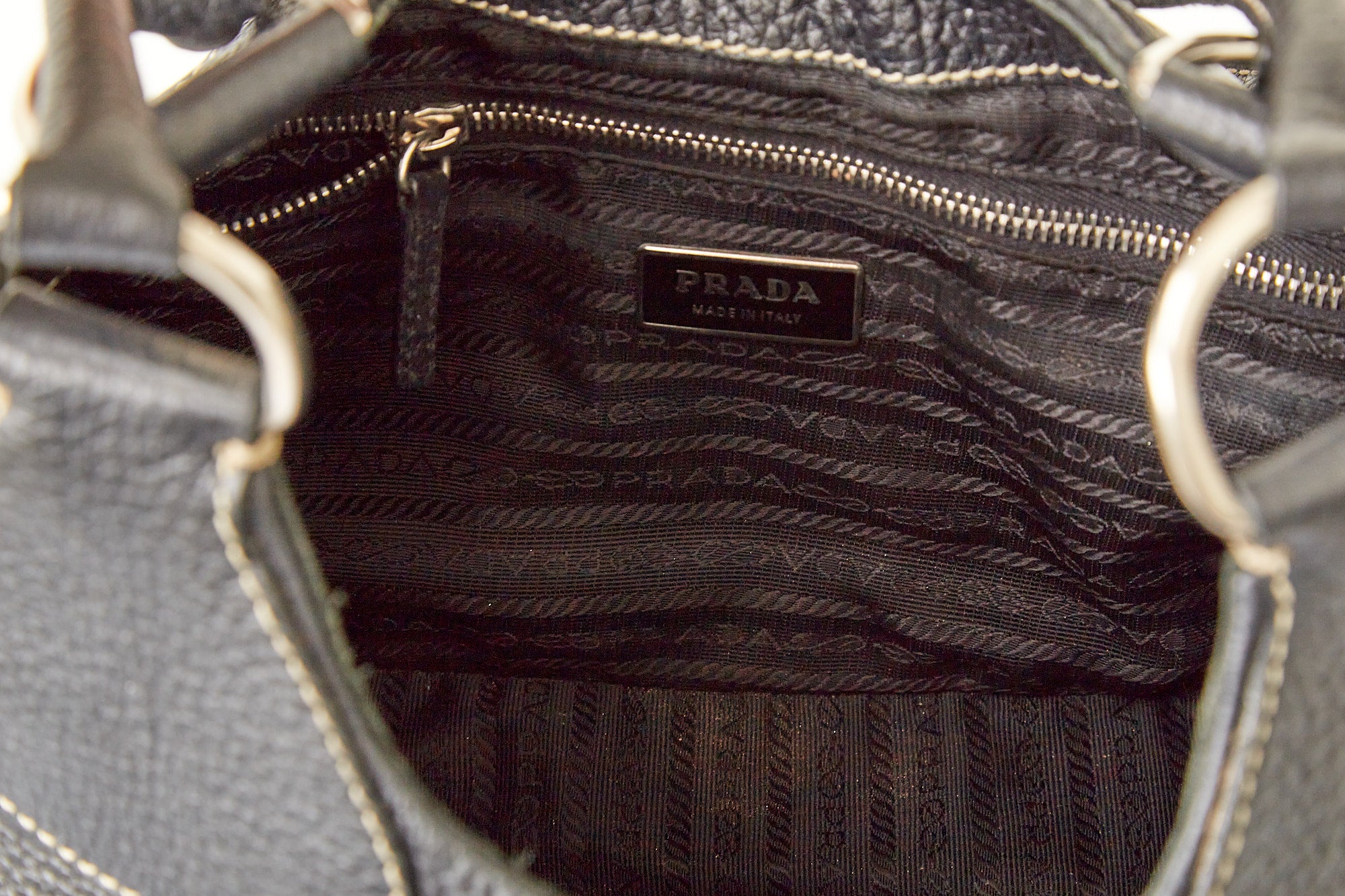 Prada Black Leather Buckle Shoulder Bag