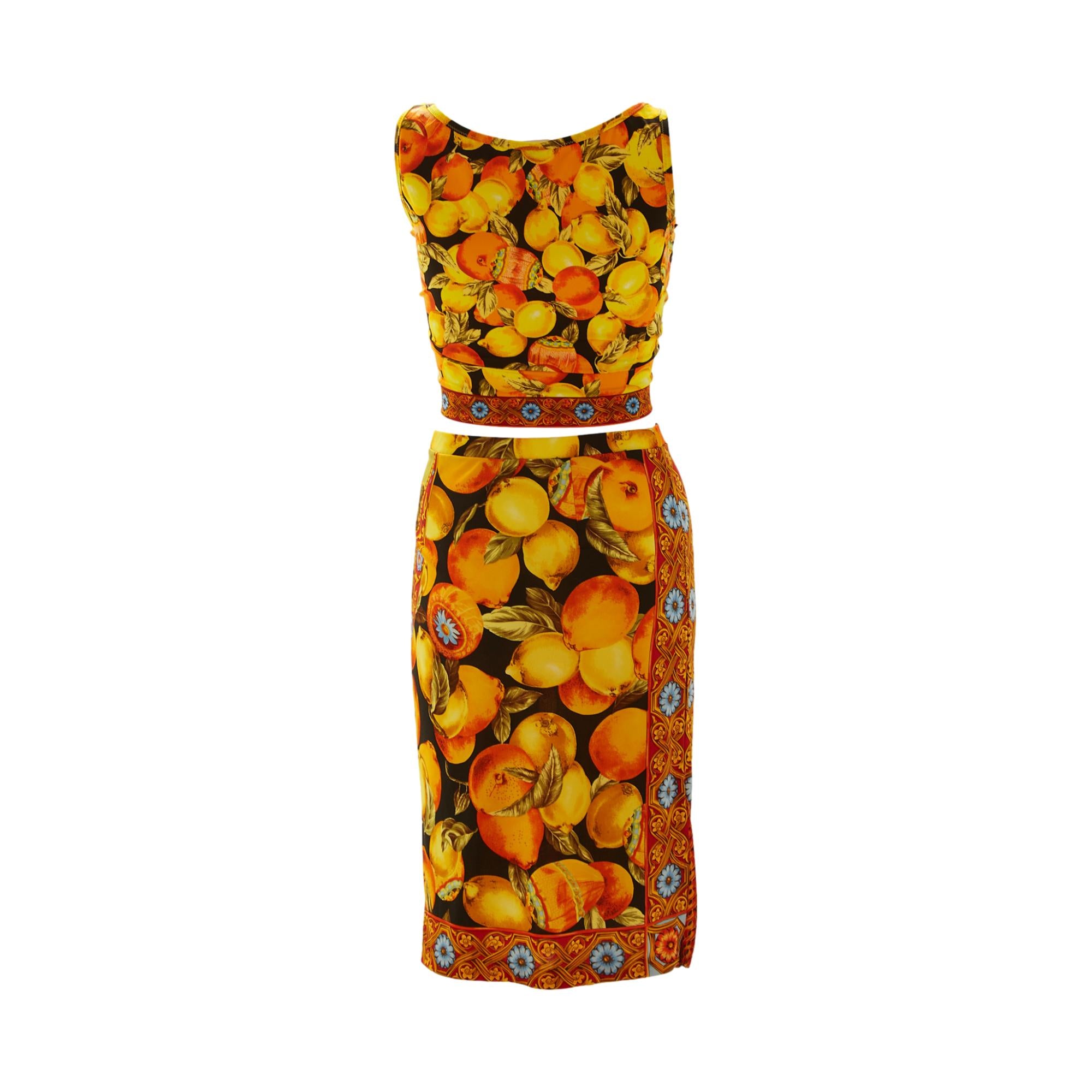 Dolce & Gabbana Fruit Print Cropped Skirt Set