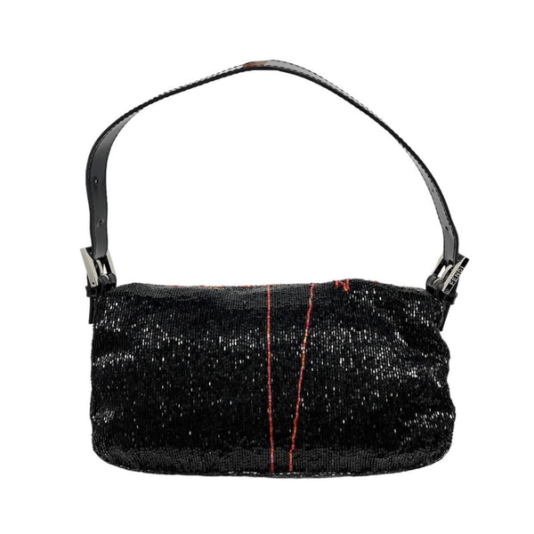 Fendi Black Beaded Scribble Baguette