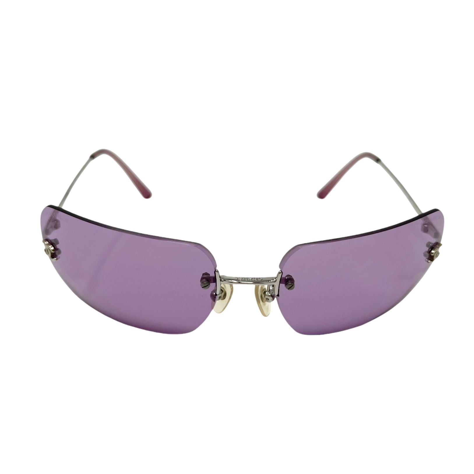 Chanel Purple Logo Rimless Sunglasses