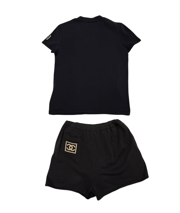 Chanel Black Logo Short Set