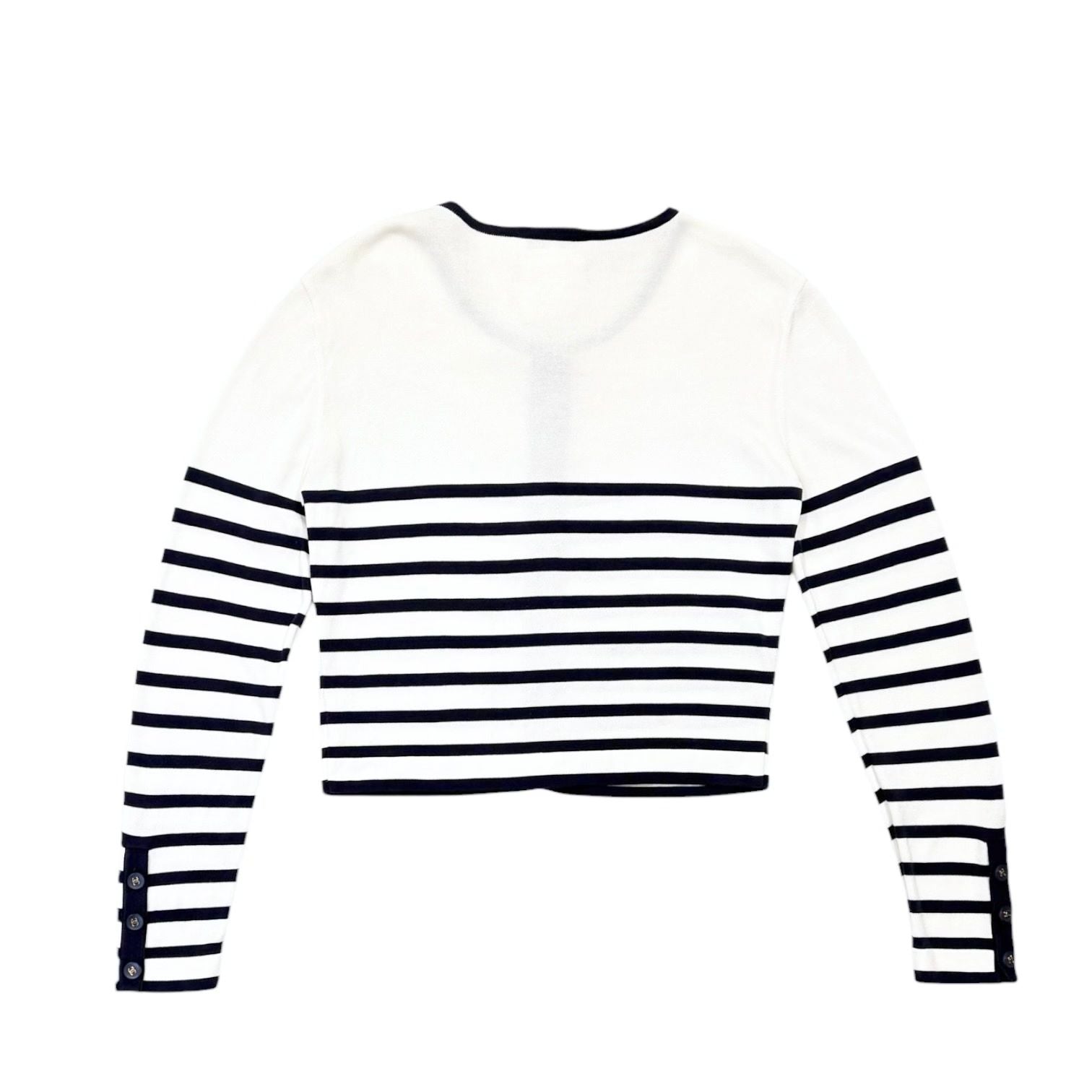 Chanel Navy Striped Cropped Cardigan