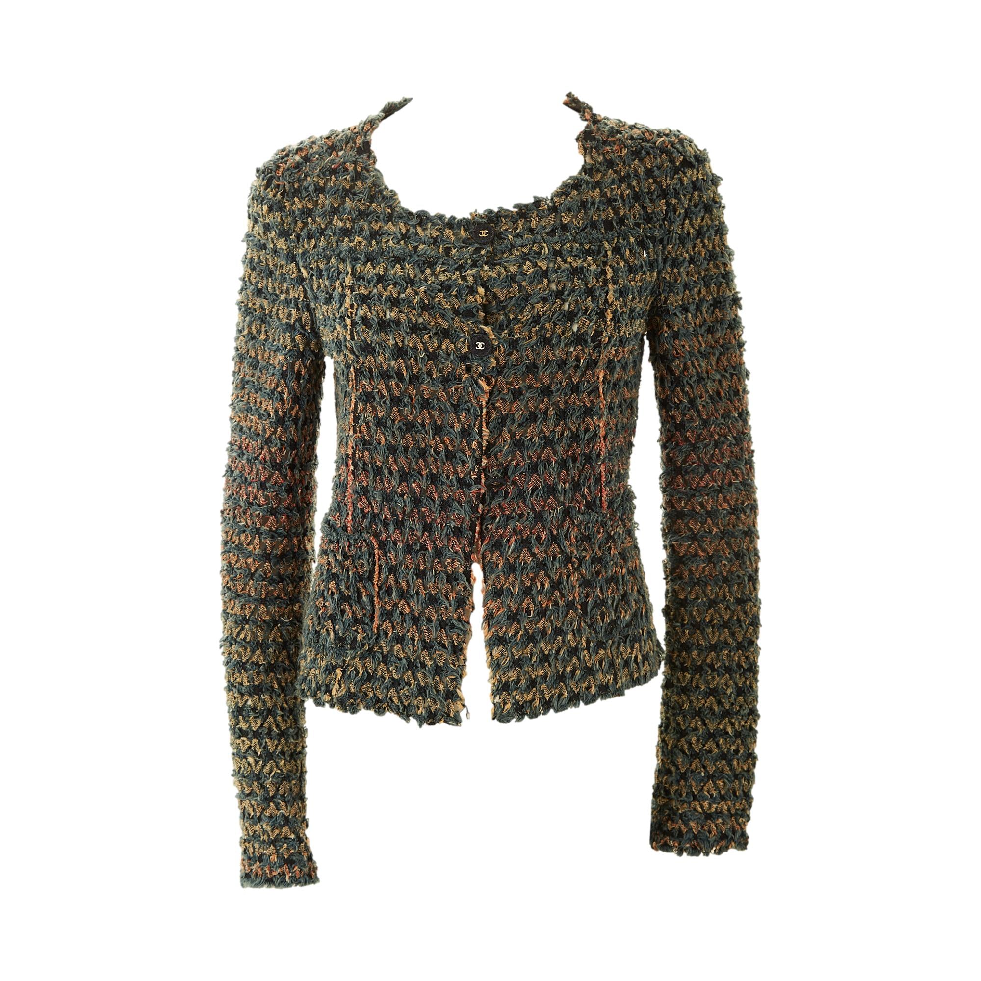 Chanel Blue Woven Pattern Jacket