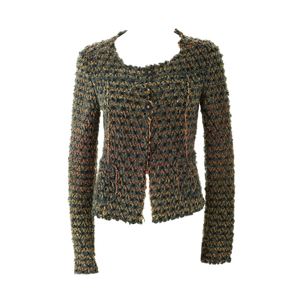 Chanel Blue Woven Pattern Jacket