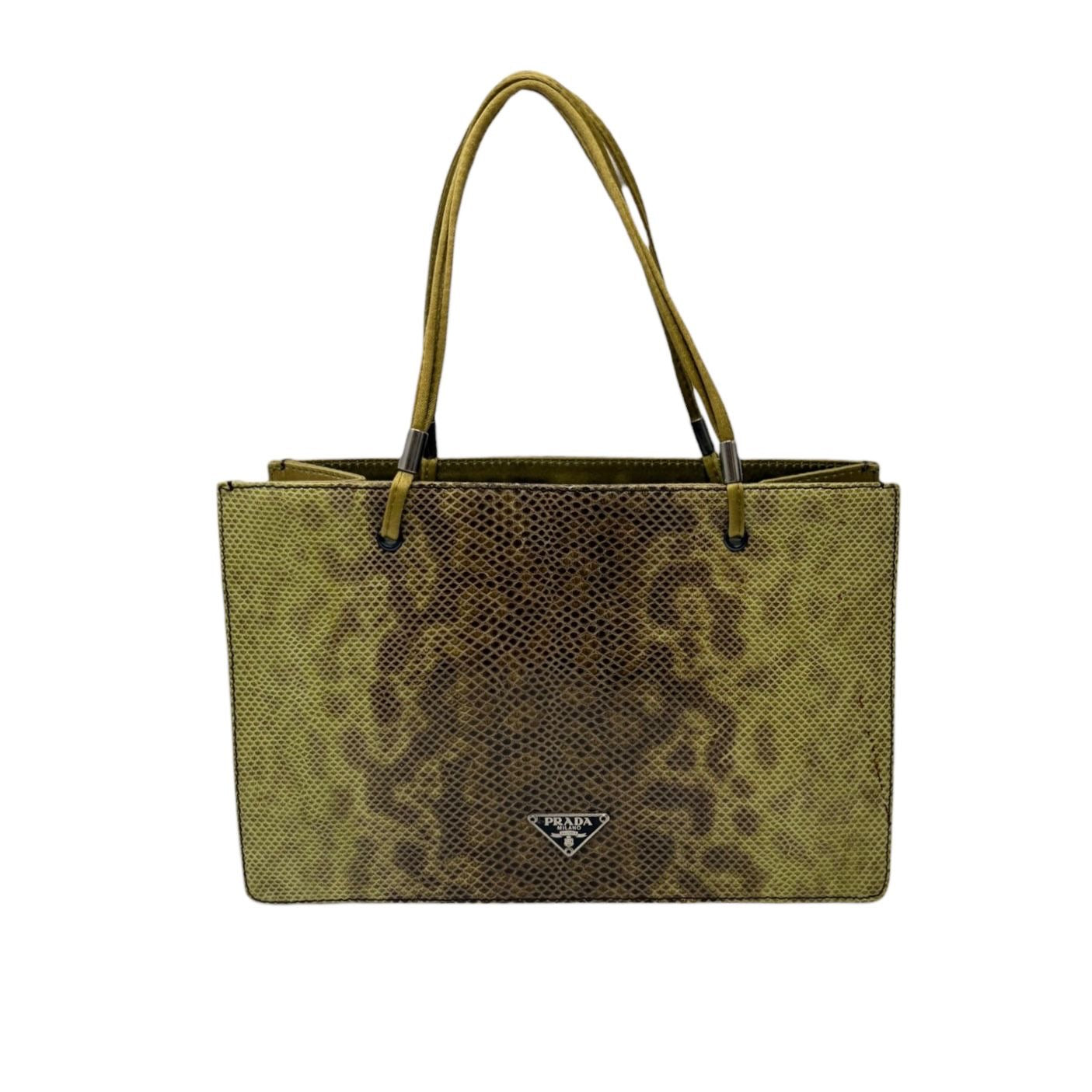Prada Green Snakeskin Top Handle Bag