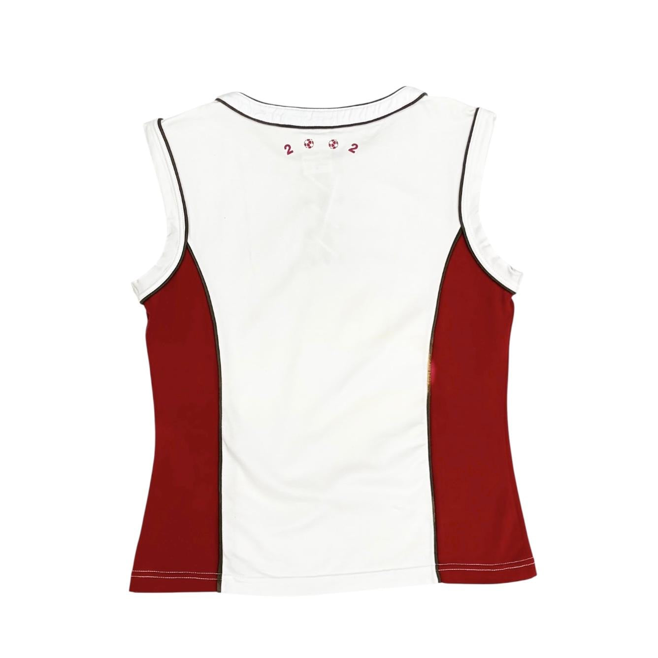 Celine White + Red Lace Up World Cup Tank