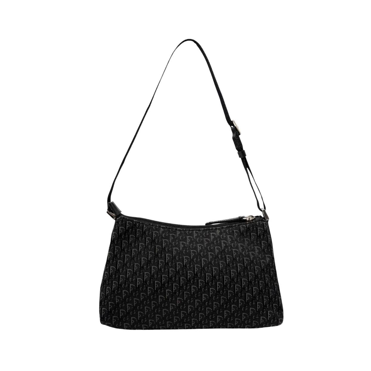 Dior Black Canvas Logo Shoulder Bag