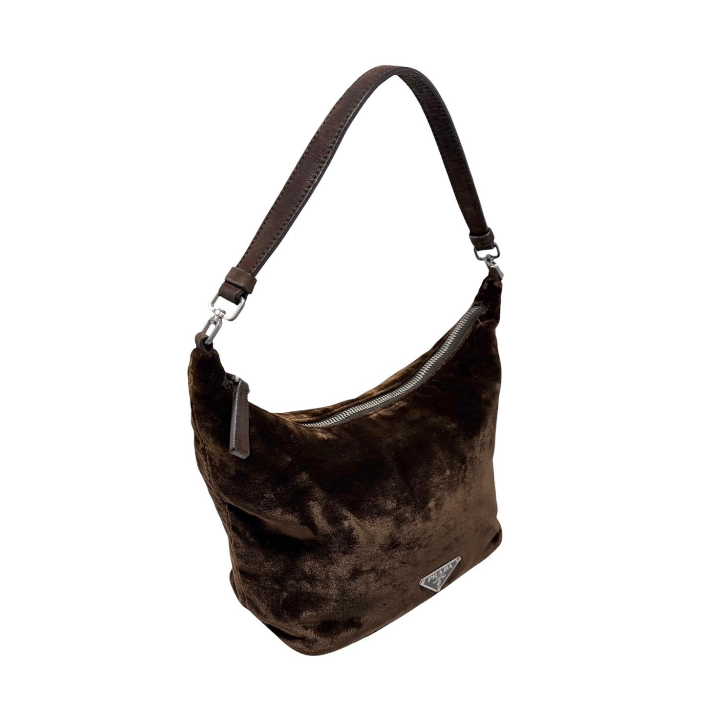 Prada Brown Velvet Shoulder Bag