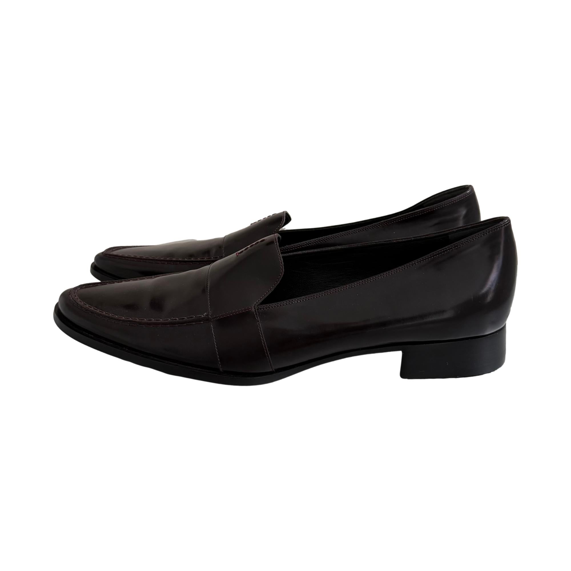 Prada Bordeaux Leather Loafers