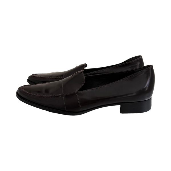 Prada Bordeaux Leather Loafers