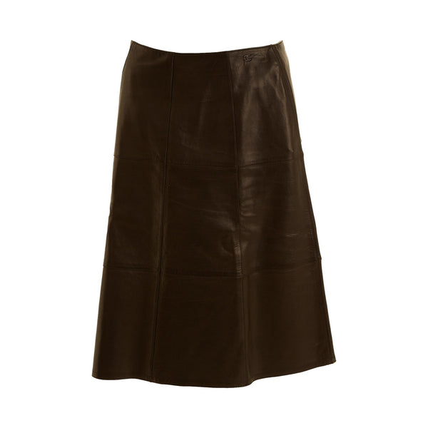 Chanel Brown Leather Logo Skirt