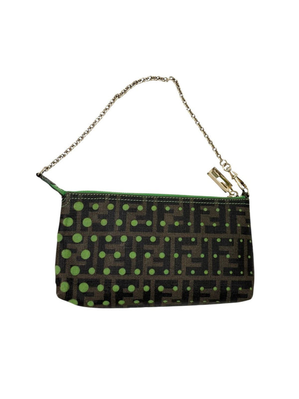 Fendi Brown + Green Polka Dot Bag