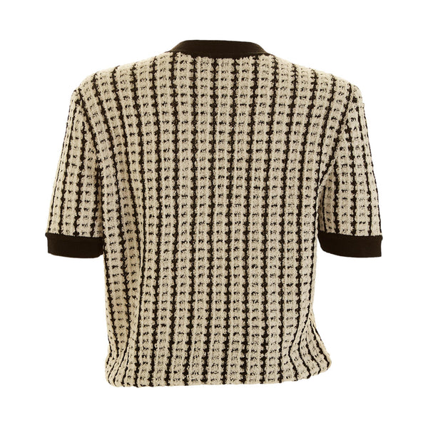 Chanel Black + White Tweed Short Sleeve Top