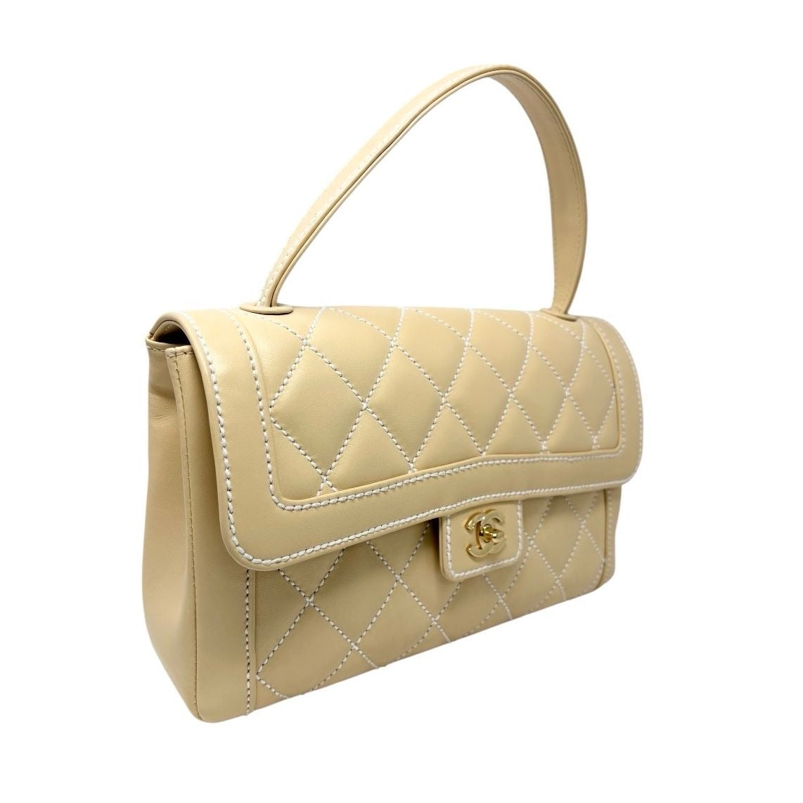 Chanel Beige Quilted Top Handle Bag