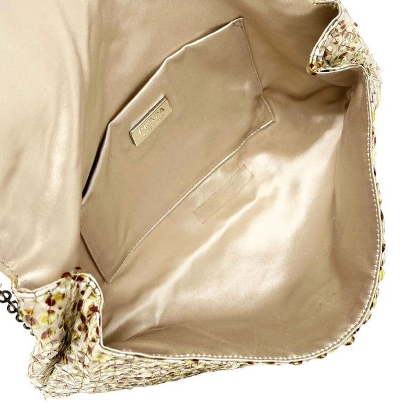 Prada Ivory Satin Sequin Shoulder Bag