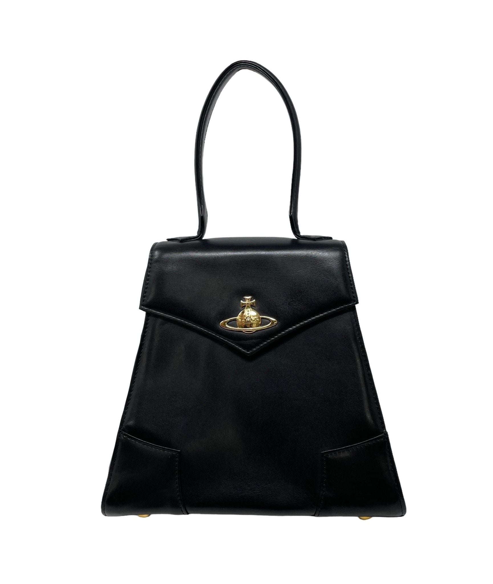 Vivienne Westwood Black Leather Top Handle Bag