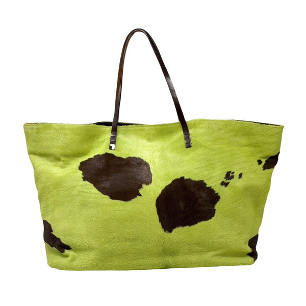 Fendi Lime Green Cow Print Shoudler Bag