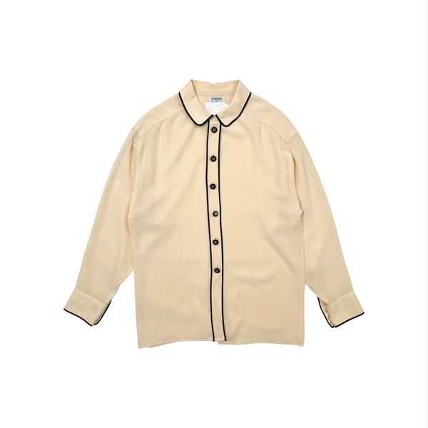 Chanel Ivory Logo Button Down