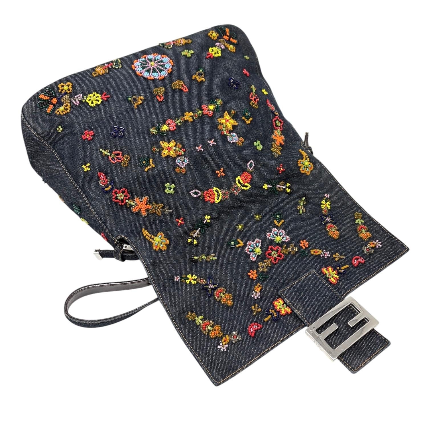 Fendi Denim Beaded Mamma Baguette