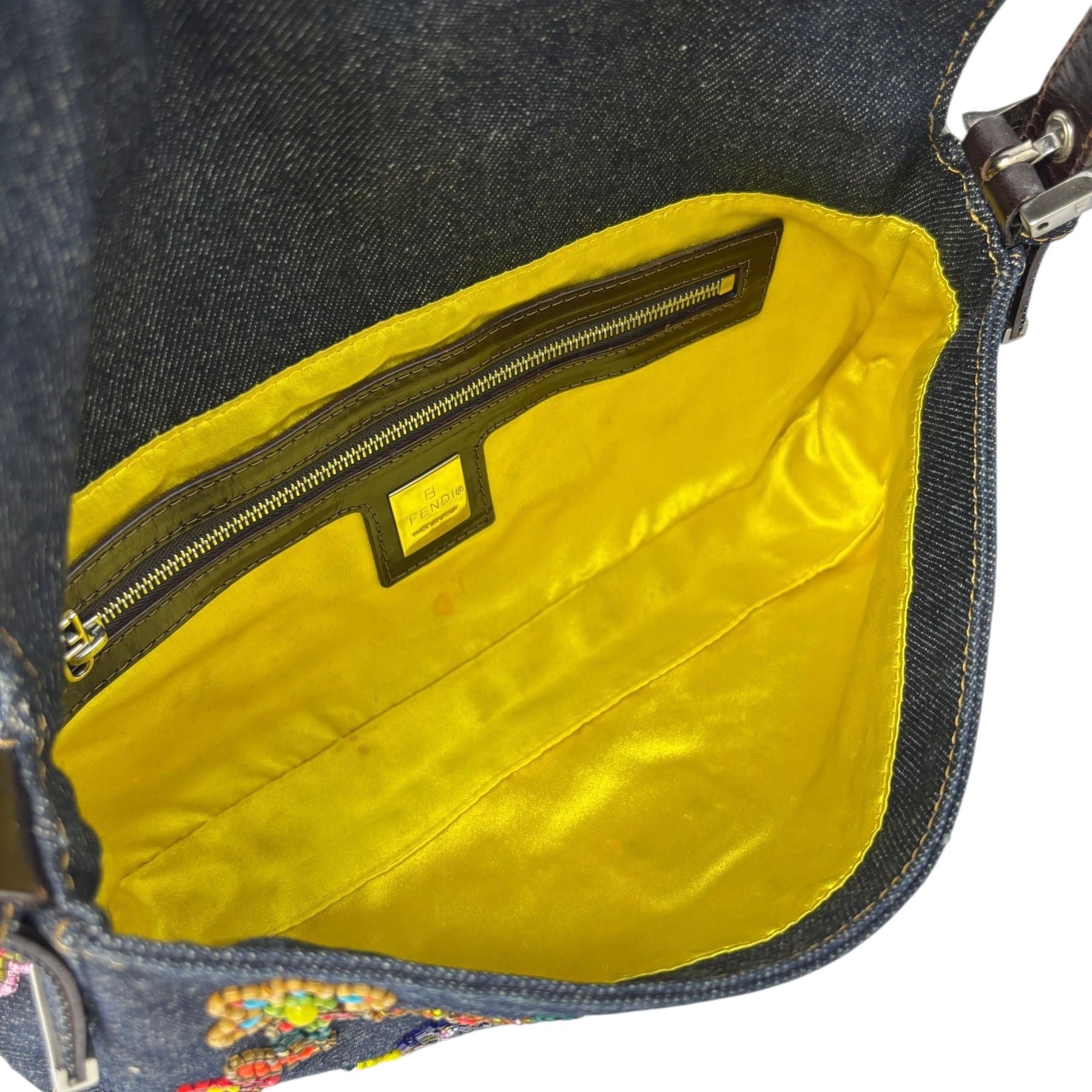 Fendi Denim Beaded Baguette