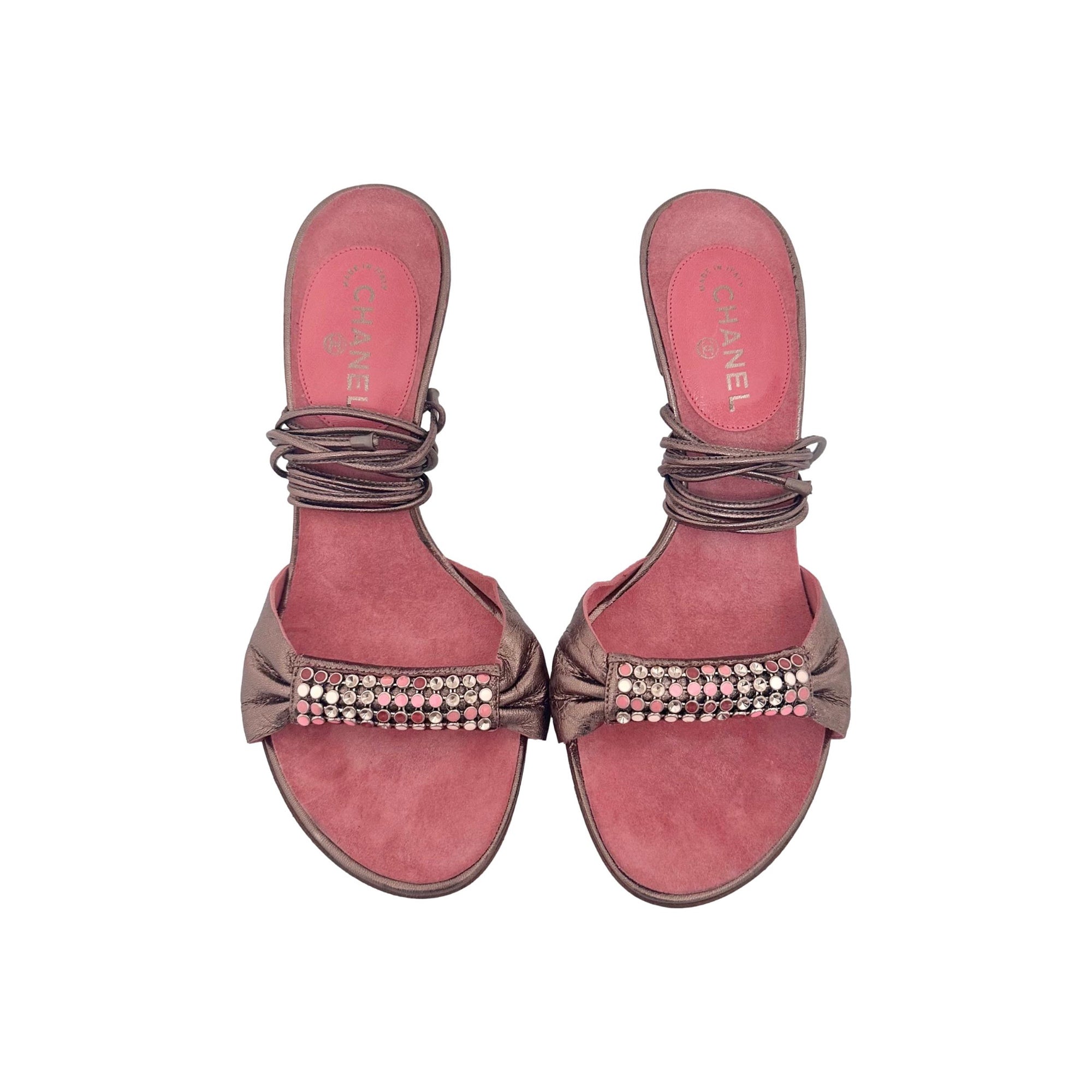 Chanel Rhinestone Tie-Up Heels