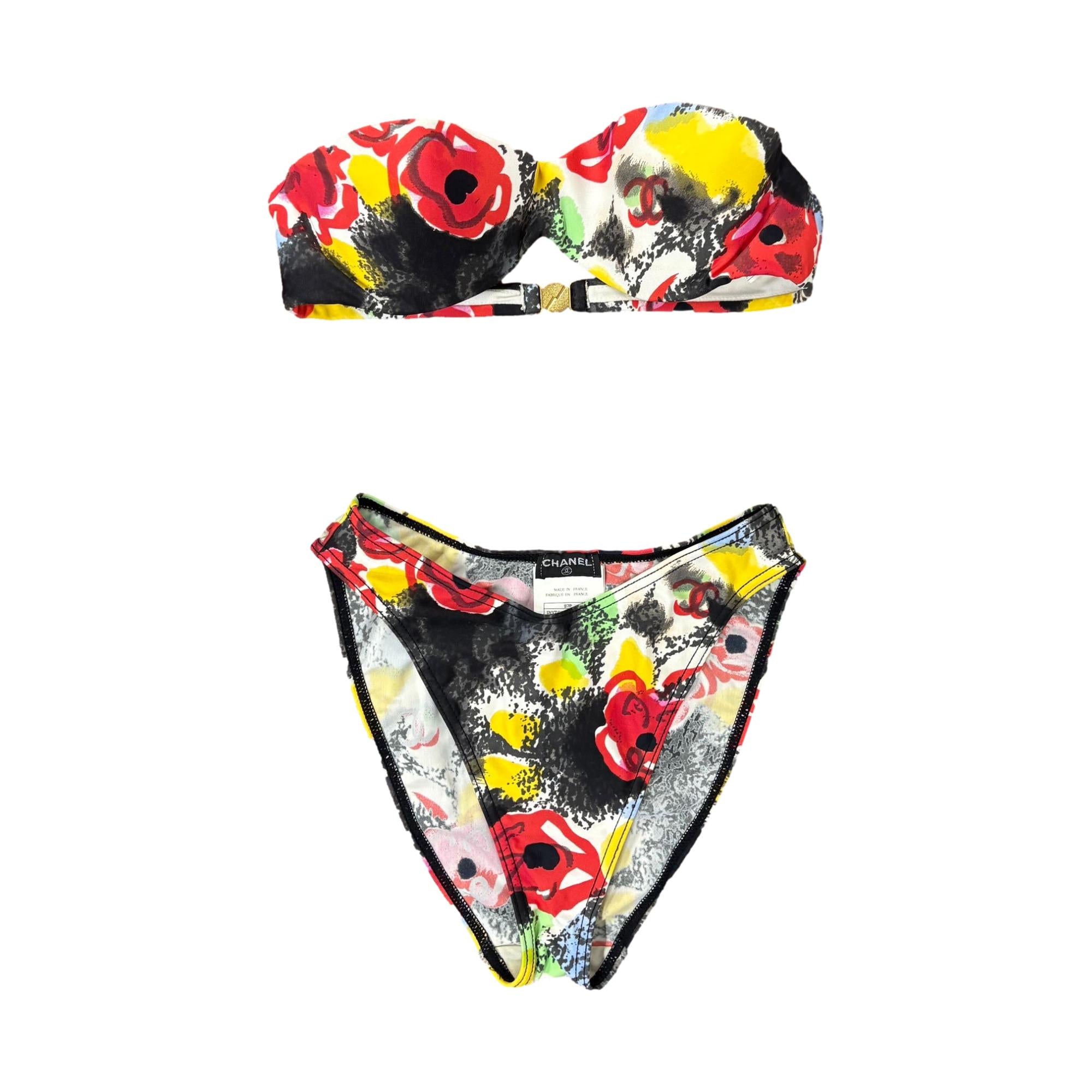 Chanel Red Floral Bikini
