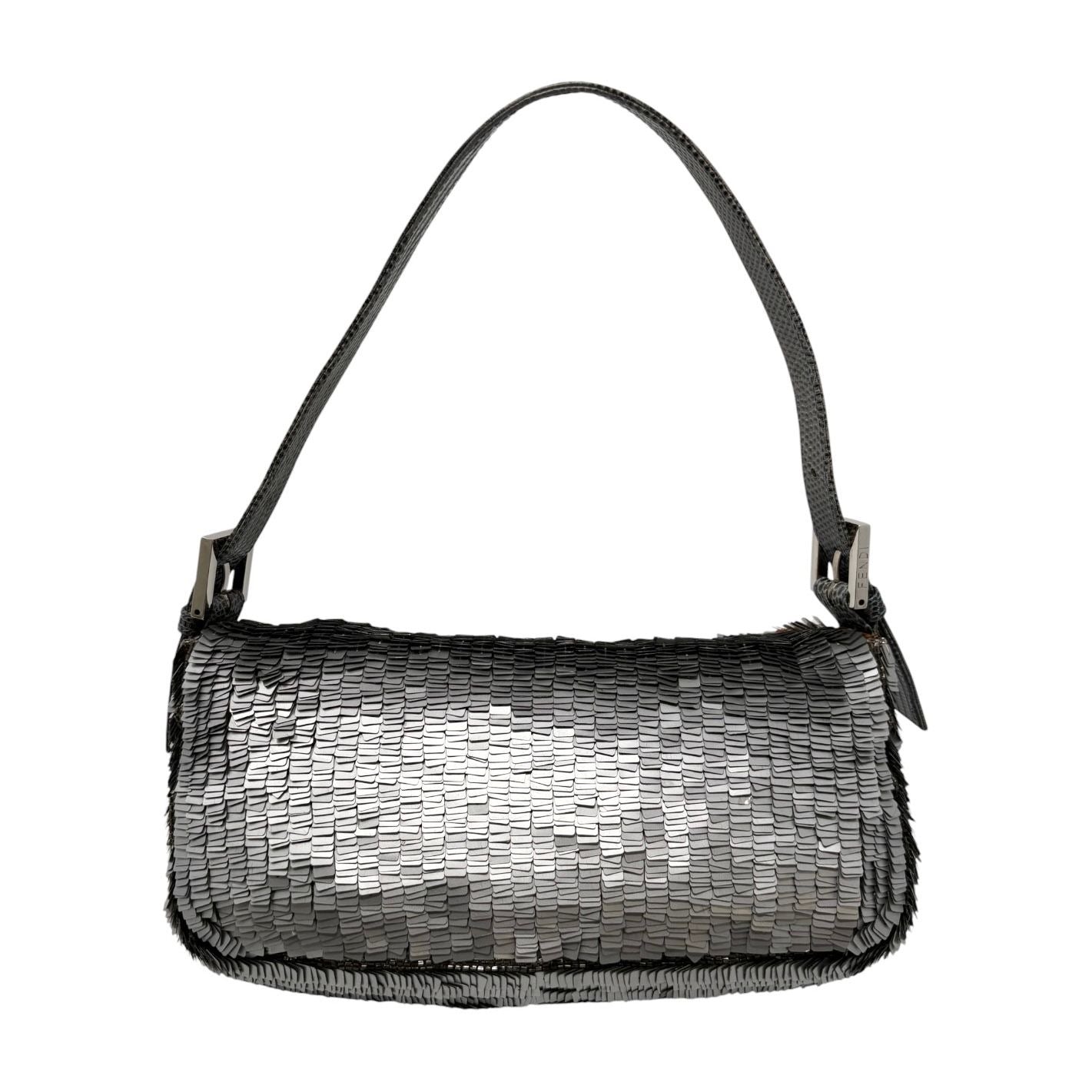 Fendi Silver Sequin Baguette Bag