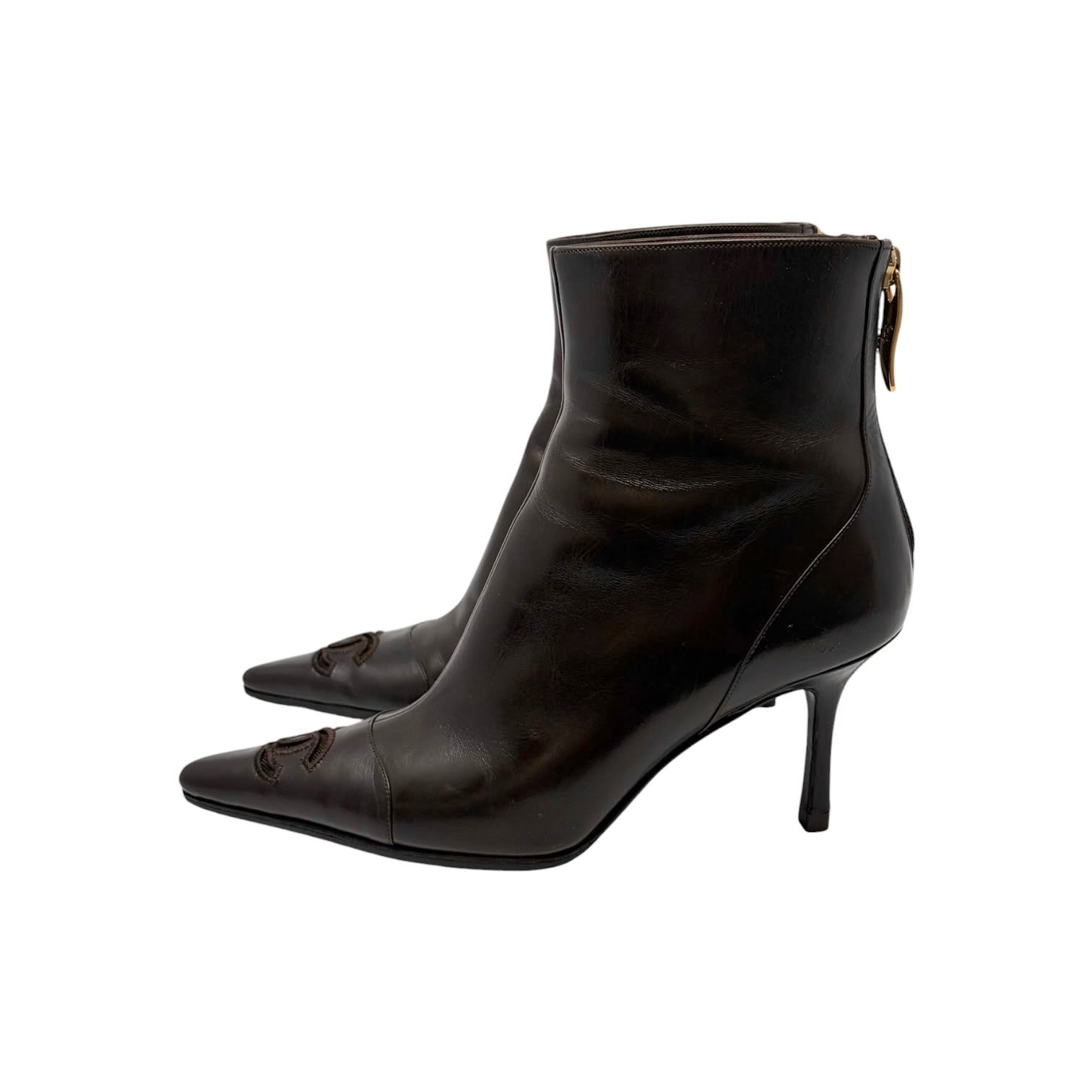 Chanel Brown Logo Boots