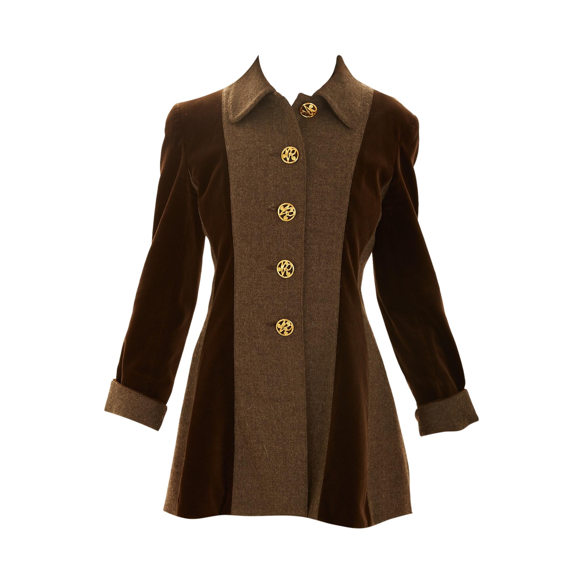 Nina Ricci Brown Wool + Velvet Jacket