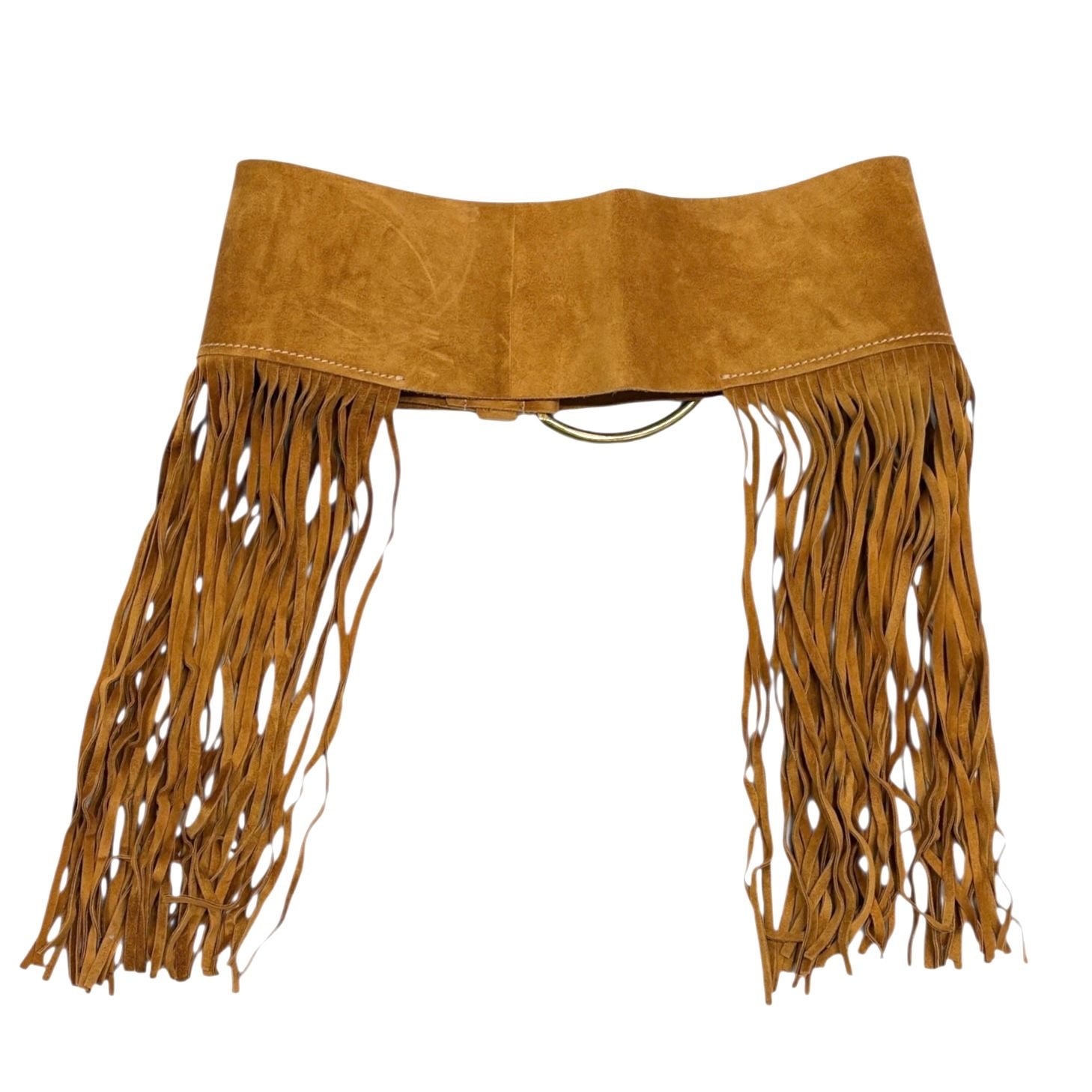 Miu Miu Brown Suede Fringe Belt