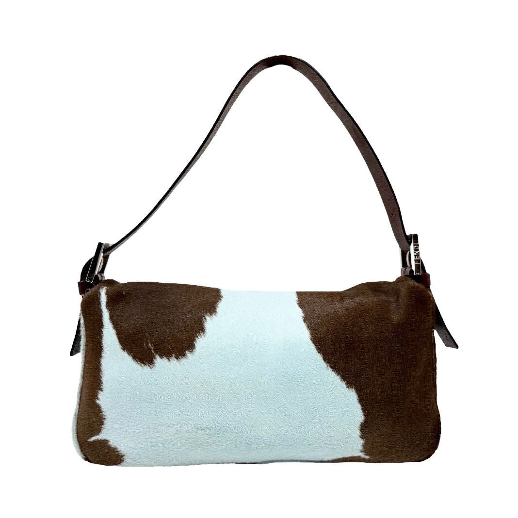 Fendi Blue Cow Print Baguette