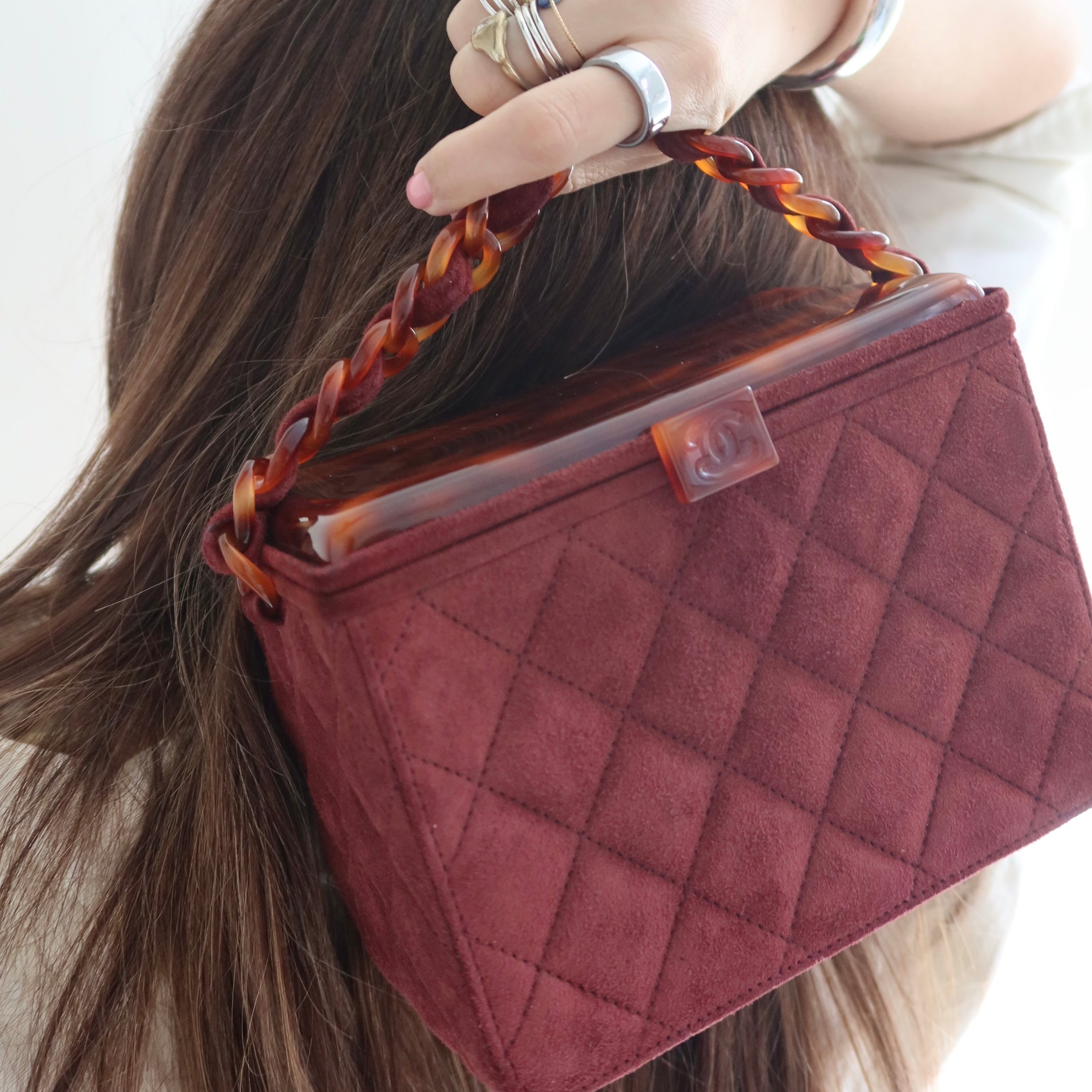 Chanel Brown Suede Tortoise Box Bag – Treasures of NYC