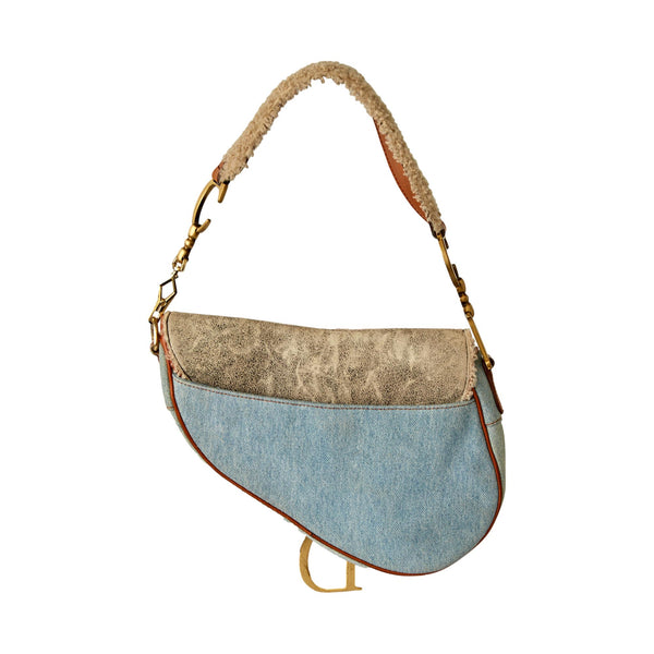 Dior Denim Patchwork Saddle Bag