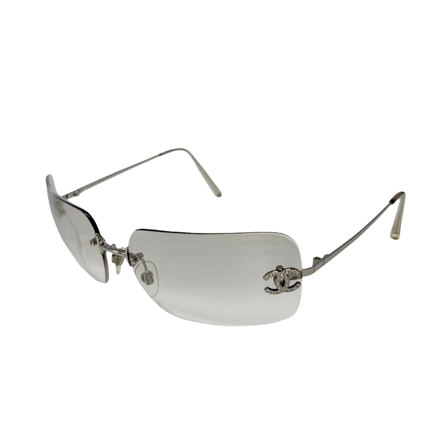 Chanel Clear Rhinestone Rimless Sunglasses